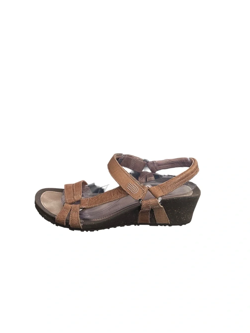 Teva Womens 4253 Brown Leather Wedge Sandals Comfort Shoes Size 10